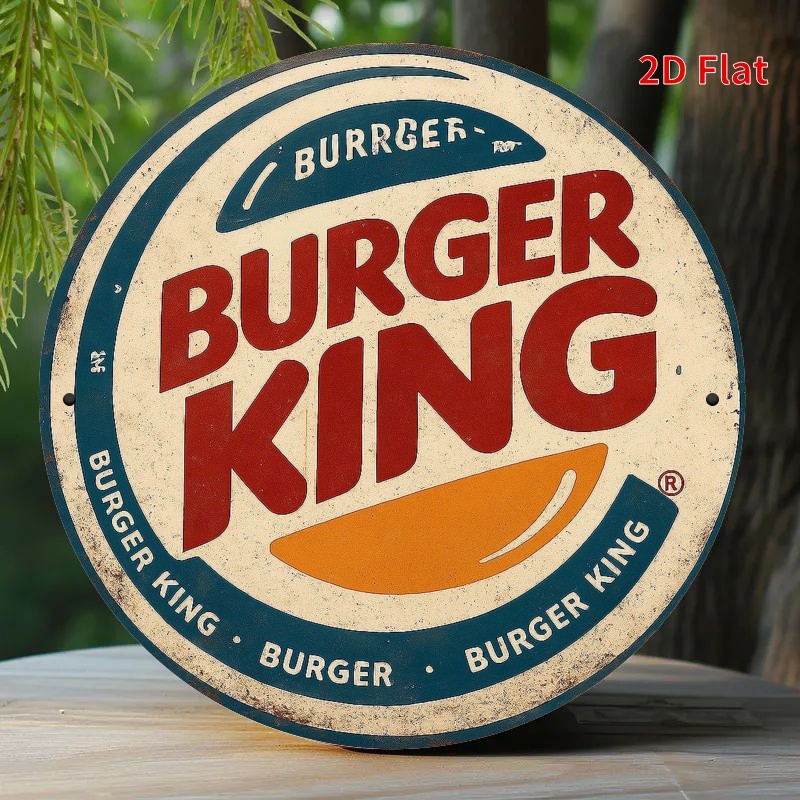 Burger King&2 看板 Burger King Vintage Tin Metal Signs - Red & White Burger King Logo