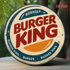 Burger King Vintage Tin Metal Signs - Red & White Burger King Logo Decoration -