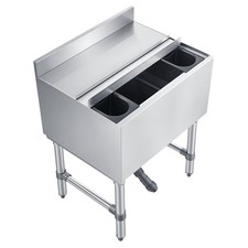 Commercial Ice Bin, 65.1 Qt Max Capacity, 24 x 19 x 33 Inch Stainless Steel Ice