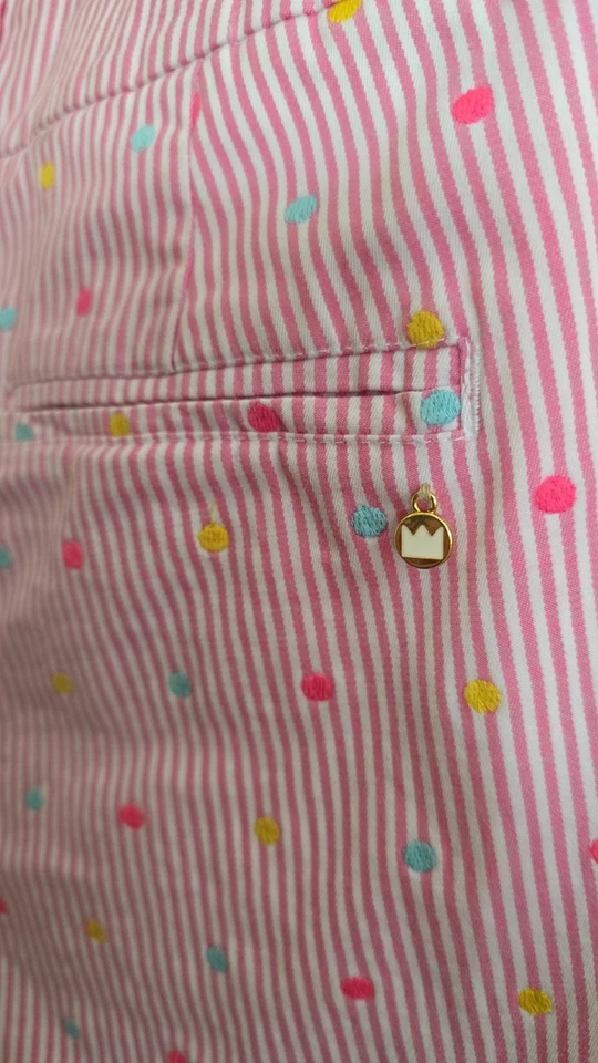 Pantalones Cortos Crown & Ivy Shelby Festoneados Rosa Y Blanco Rayas. Talla 6 Foto 4 de 4