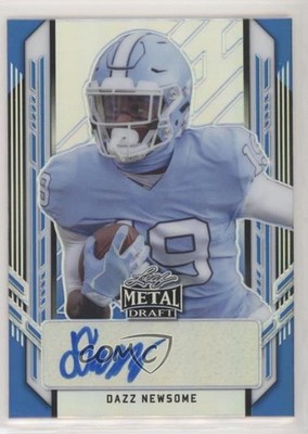 2021 Leaf Metal Draft Blue Rainbow 10/35 Dazz Newsome #PA-DN1 Rookie Auto RC 4z8