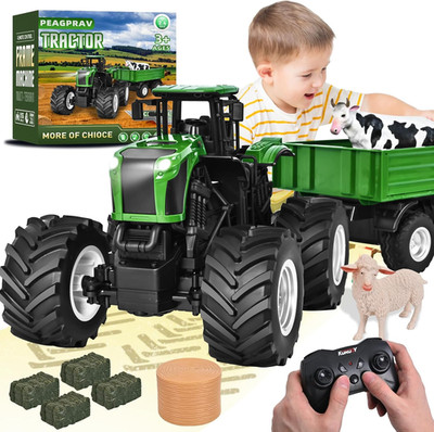 Remote Control Tractor Toy with RC Trailer -23.6 Inches 1/16 Scale RC Monster Tr