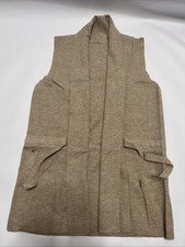 GORGLITTER Women's Sleeveless Long Vest Fall Cardigan Sweater Lightweight Size M