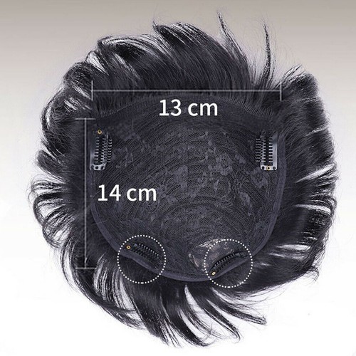 Topper per capelli sintetici neri da uomo clip per parrucca corta naturale US - Foto 3 di 9