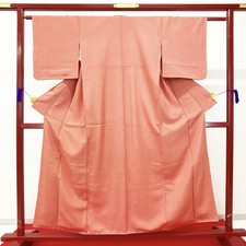 Japanese Kimono 'IROMUJI' Polyester/Vermilion/Traditional/Length:155cm N979