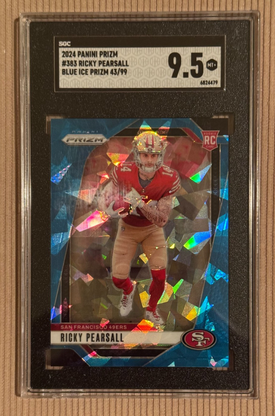 Ricky Pearsall 2024 Prizm Blue Ice (43/99) Card# 383 SGC 9.5 49er's Rookie
