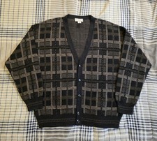Vintage Murano Wool Blend Cardigan Sweater Grandpa Mens Size Large Made In Italy