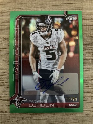 2025 Topps Chrome Drake London #BA-DL Auto Green Refractor /99