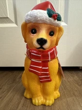 Holiday Time 11" Light Up Tabletop Christmas Blow Mold Dog Golden Retriever 
