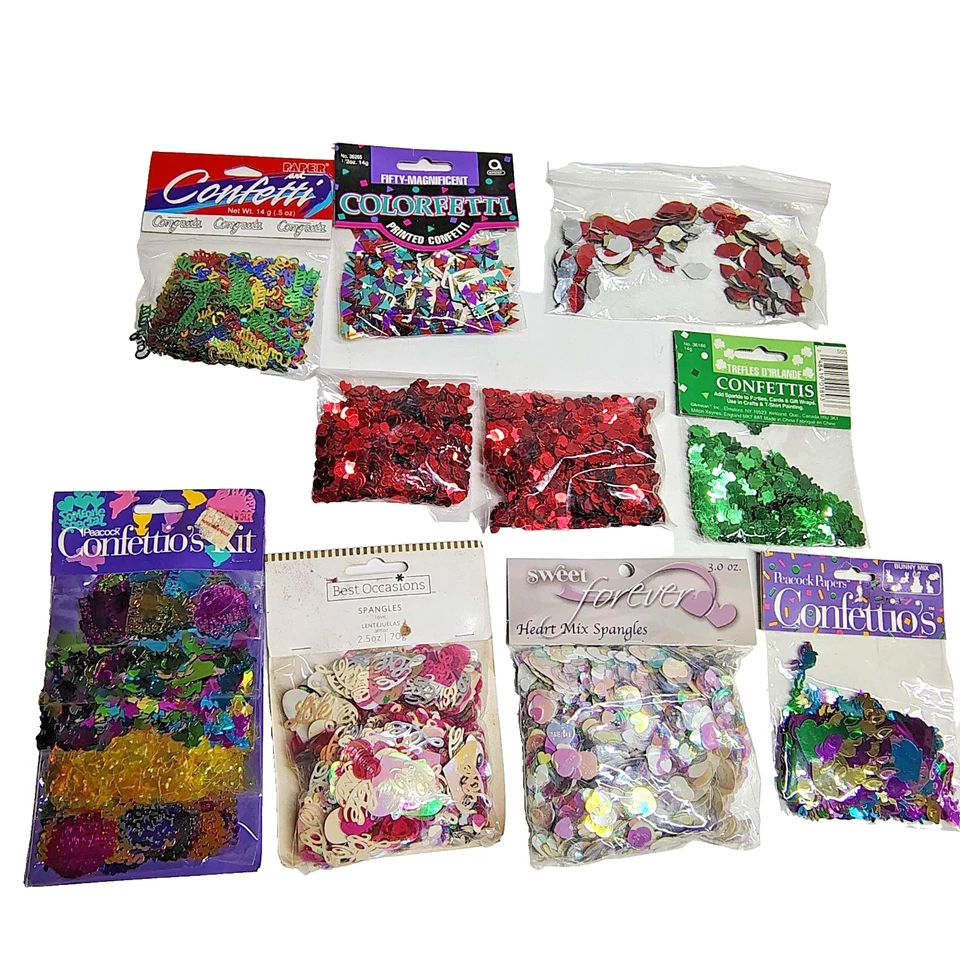 Trébol geométrico de Pascua 13 piezas de confeti corazones de pavo real labios de amor felicitaciones Foto 2 de 4