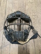 Antique Traditional Defender Catcher’s Mask Black Leather Baseball, Daruma Japan