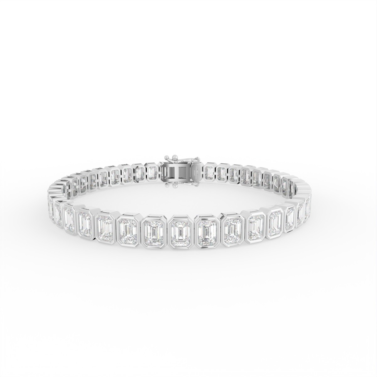 Brazalete de diamantes cultivados en laboratorio de oro amarillo de 18 quilates, corte esmeralda 5,47 quilates VVS-VS