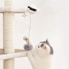 Automatic Cat Teaser with Yo-Yo Motion, Clamp-On Design, Plush Attachment for...