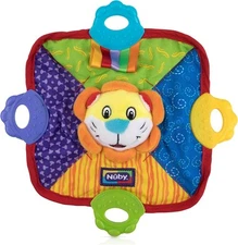 Nuby Teething Blankie Characters May Vary, Red/Yellow/Green/Orange/Blue, 1 Count
