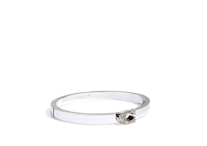 Coach 91428 Silver Pave Signature Hinged Bangle | eBay