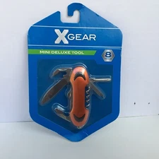 New XGEAR Mini Deluxe Multi Tool Orange 8 Implements Stainless Steel Knife 