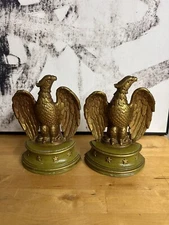 Vintage 8in U.S.A American Bald Eagle Mantle Figure Book Ends Stars majestic