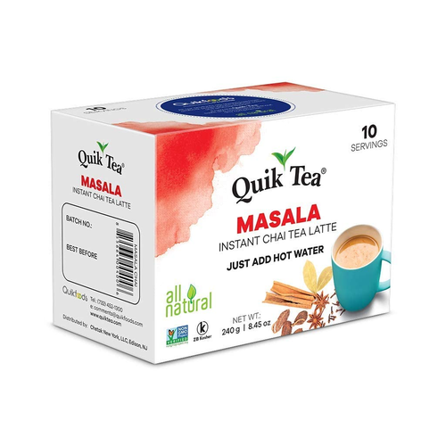 Quiktea Masala Chai Tea Latte - 10 Count Single Box - All Natural Preservative F - 第 3/12 張圖片