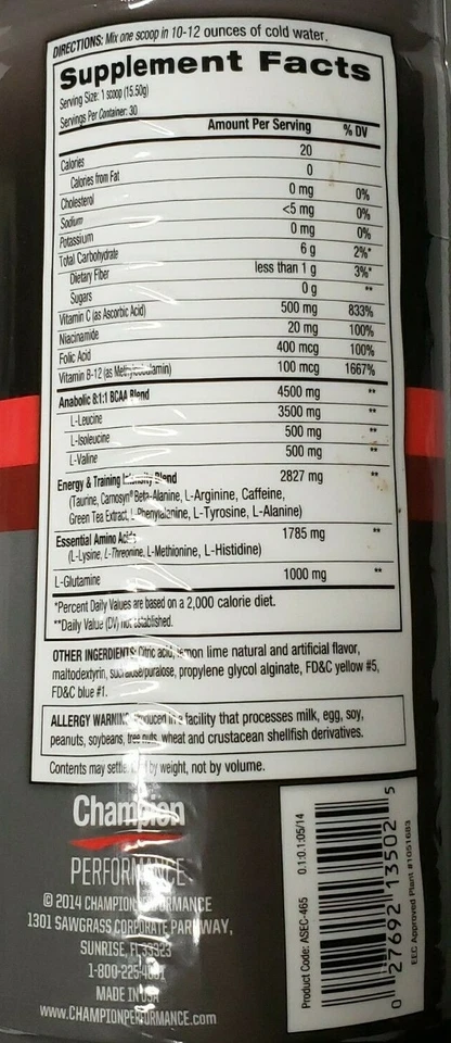 Champion Performance — AMINO Shooter EDGE — CITRUS CRUSH — 30 порций — срок годности 1/2026 - Изображение 4 из 4