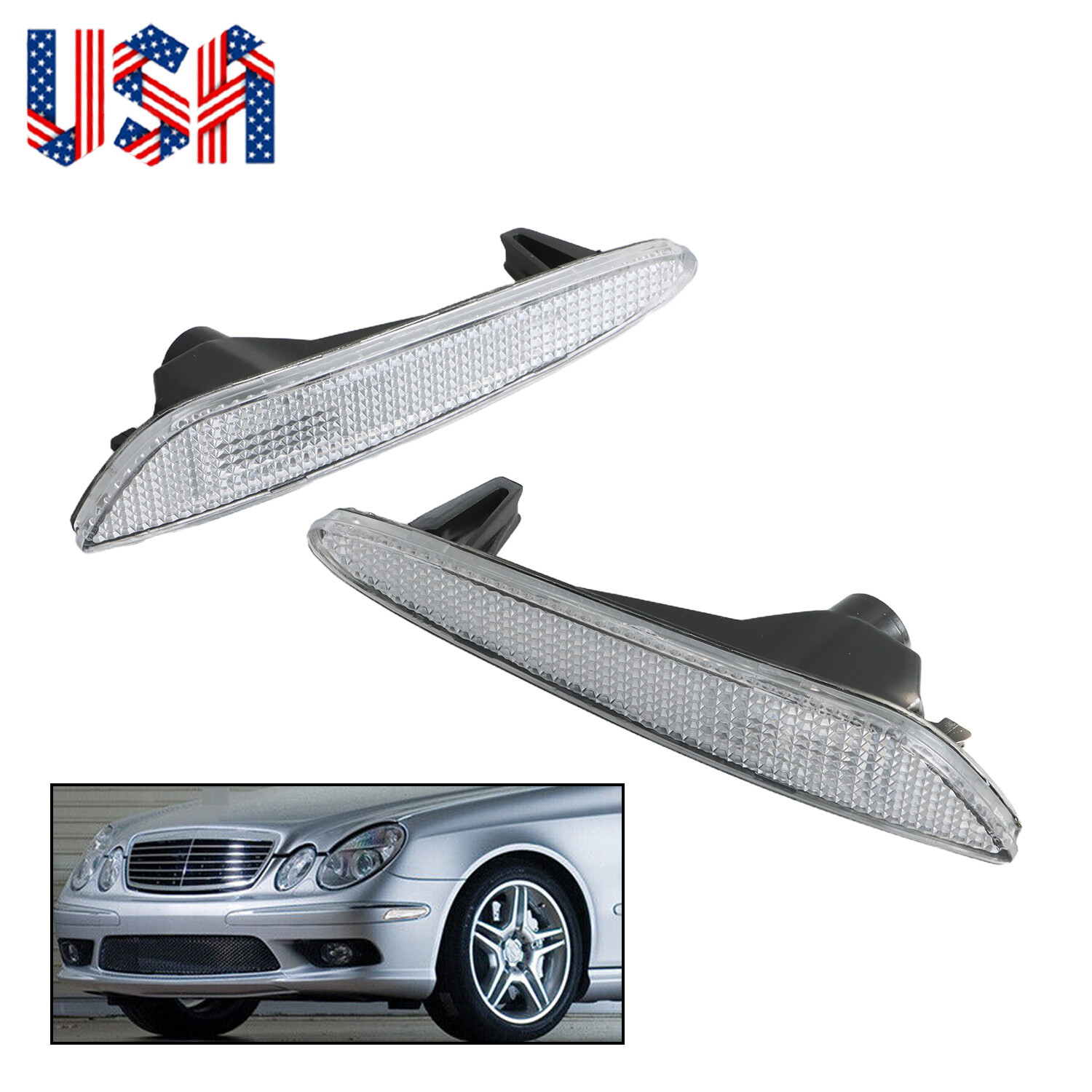 Pair Bumper Side Marker Light Fit for 03-06 Mercedes Benz W211 E500 E320 E55 AMG
