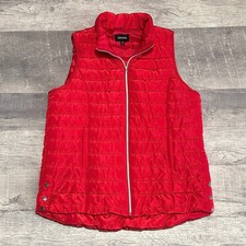Zenana Zip Up Puffer Vest Womens 1x Plus Bright Red Quilted Polyester Pockets