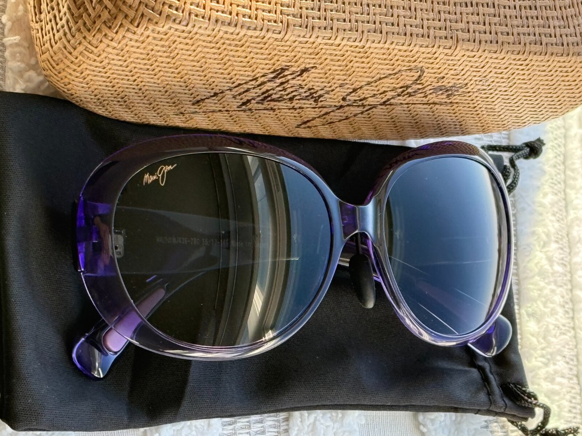 Maui　Jim　スケルトンパープルサングラス　MJ436-28C ケース付き Maui Jim Nahiku MJ 436 28C Purple Fade Frame + Grey