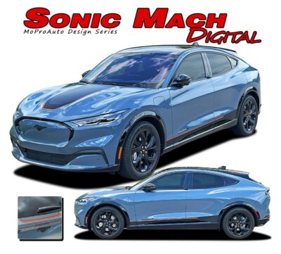 SONIC DIGITAL 2021-2024 Ford Mustang Mach-E Hood Stripes Decals Vinyl Graphics