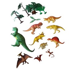 15 Piece Mixed Lot Dinosaurs Trees Toy Figures Unbranded Rubber Plastic China