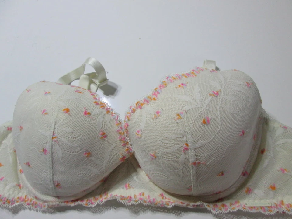 Calvin Klein Bra Size 36C Ivory Underwired Lined Adjustable Straps Lace Floral - Image 4 of 4