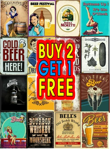 Drinking related fun retro vintage style metal sign/plaque man cave shed bar pub