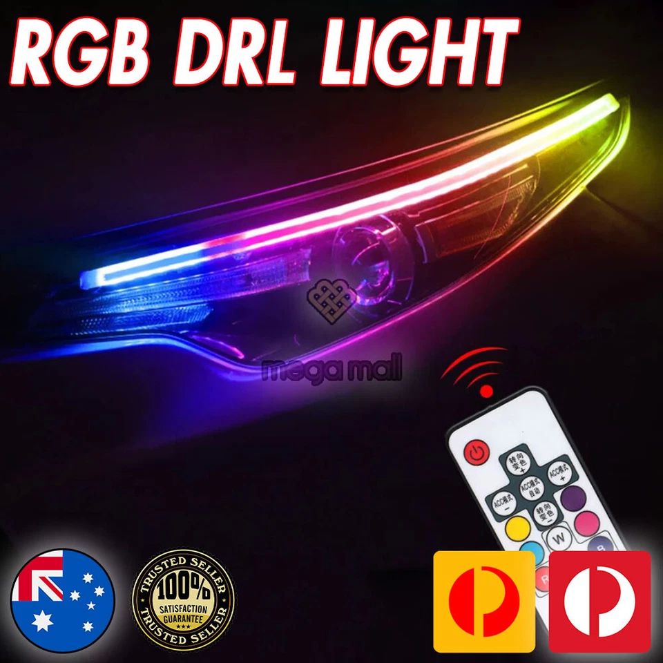 Tira de señal de giro LED DRL secuencial delgada RGB para faros de coche Audi barrido remoto Foto 2 de 4