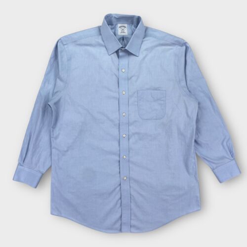 $118 Camisa de Vestir Brooks Brothers Para Hombres 16 1/2-2/3 Azul Sólido Sin Planchar Todo Algodón - Imagen 3 de 14