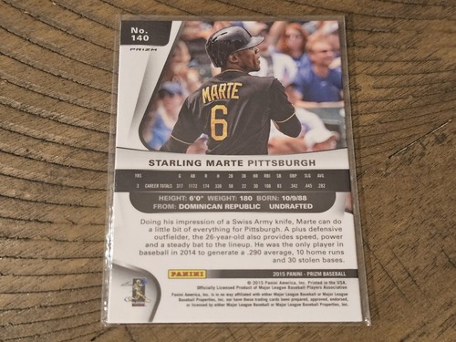 2015 Panini Prizm #140 Starling Marte Red White Blue Prizm Nmmt - Picture 3 of 3