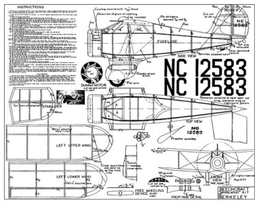 Beechcraft Staggerwing 20'' WS RC Model Airplane Plans Templates PDF on USB