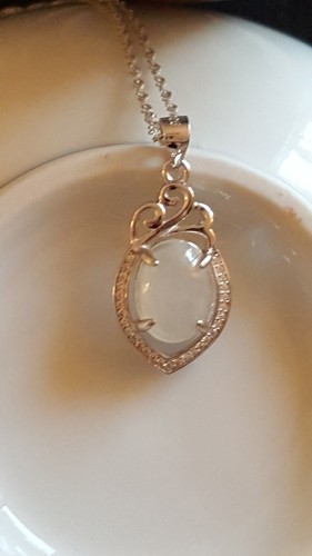 Genuine Icy White 3.45ct Jadeite Jade (Type A) 925 Silver Pendant with Chain - Picture 8 of 12