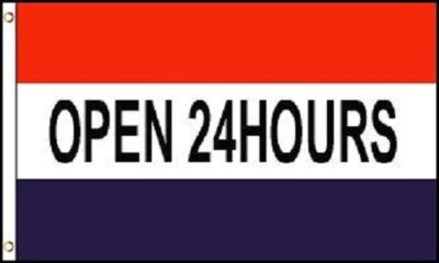 3x5 Advertising Open 24 Twenty Four Hours Flag 3'x5' 7 11 Brass Grommets
