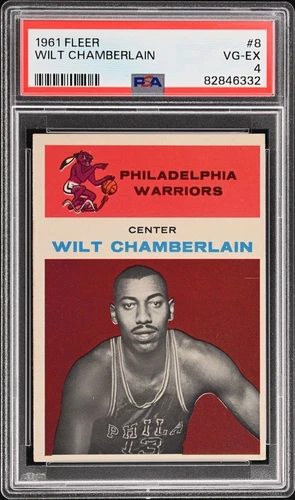 1961 Fleer Wilt Chamberlain #8 Rookie RC Philadelphia Warriors HOF PSA 4
