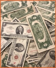 1928-1963 Two Dollar Note Red Seal ~ $2 Bill F-AU Old Paper Estate Lot Currency