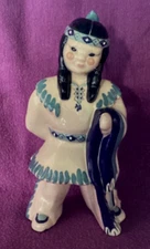 KAY FINCH 40's California Pottery NATIVE AMERICAN INDIAN w/ BLANKET 6 1/2"