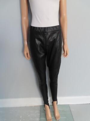 Ermanno Scervino Black Vegan Leather Stirrup Pants Size 42/US 6