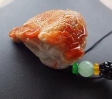 Certified Red Burma Natural A Jade jadeite Pendant Frog Toad Coin 招财蟾 677740 AS