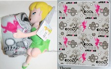 12" DISNEY TINKER BELL TINKERBELL FAIRY PLUSH PILLOW DOLL  THROW BLANKET SET