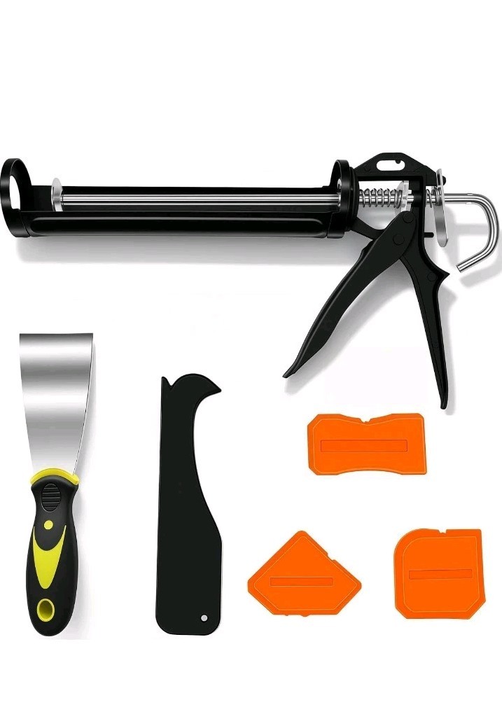 Silicone Sealant Caulking Gun with accessories; smooth rod & quick relese