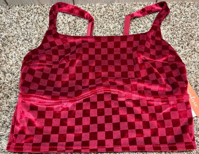 Colsie Checkered Velvet Brami. Red. Size: Large. NEW!