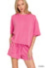 Zenana Raised rib short sleeve tee  short pants set