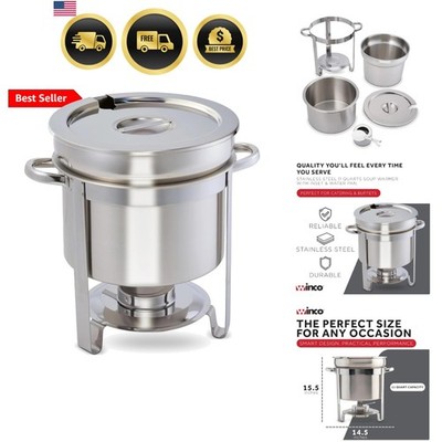 Stainless Steel Marmite Soup Chafer 11qt Round W/ Cover & Fram