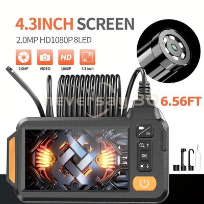 Endoscope Camera Borescope 6.56FT Cable 4.3'' Screen with 8 LED Lights Dual Lens