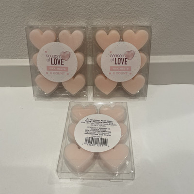 3 Lot 6 Ct Each Pink Heart Shape Wax Melts. Season Of Love Wax Tart Valentines