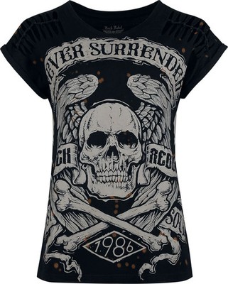 Rock Rebel by EMP Damen schwarzes T-Shirt mit Skullprint und Cut-Outs