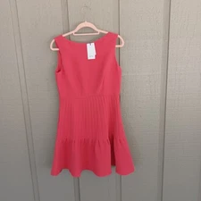 Reiss Marisa Pin Tucked A Line Mini Dress Size 8 Women Sleeveless In Lotus Red